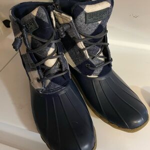 Sperry Blue Plaid Duck Boots